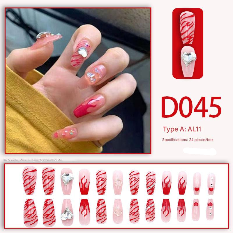Wearable nails, fake nails, long water drops, European and American manicure, colorful small manicure tools, finished ladder-shaped nails
