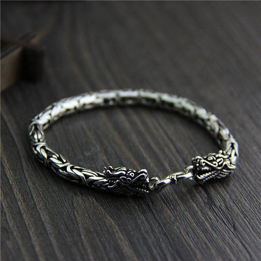Trendy Men's / Women's Bracelet with dragon head and peace pattern