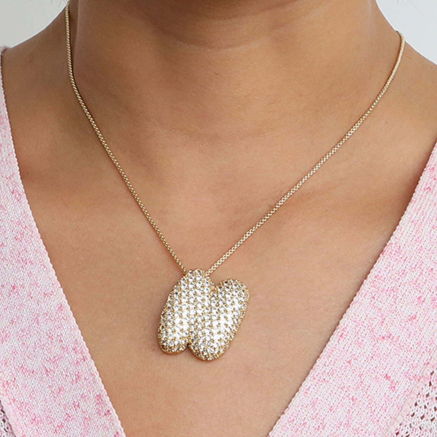 Elegant brass zircon balloon bubble chubby 26 English letter necklace
