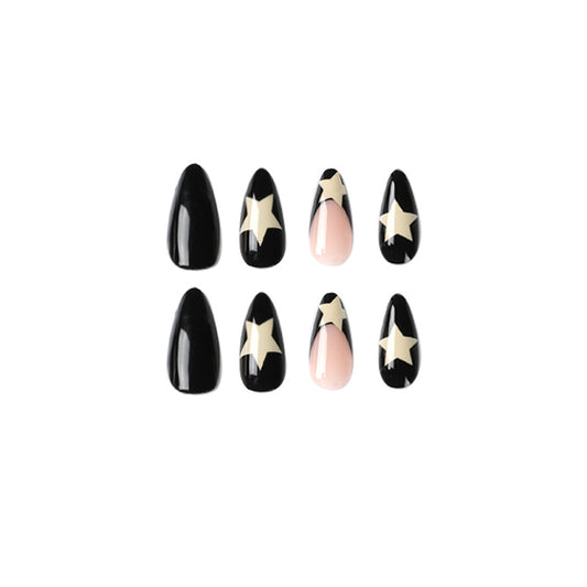 Wearing Nails - Mid-Length - French Style Black Edge Milky White