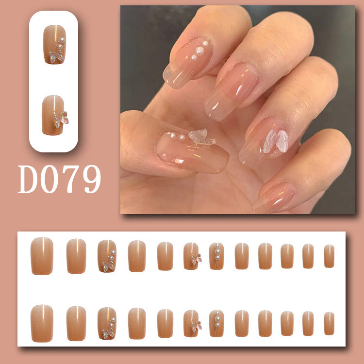 Wearable nails, fake nails, long water drops, European and American manicure, colorful small manicure tools, finished ladder-shaped nails