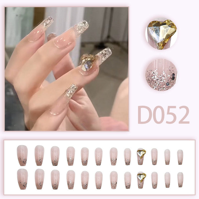 Wearable nails, fake nails, long water drops, European and American manicure, colorful small manicure tools, finished ladder-shaped nails