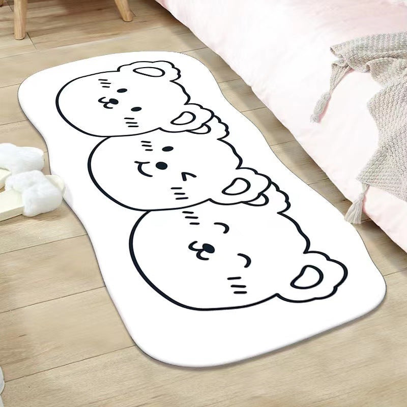 Simple cartoon shaped cat imitation cashmere bathroom absorbent floor mat home door door mat bathroom quick-drying floor mat