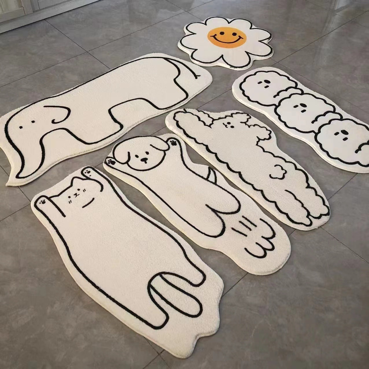 Simple cartoon shaped cat imitation cashmere bathroom absorbent floor mat home door door mat bathroom quick-drying floor mat