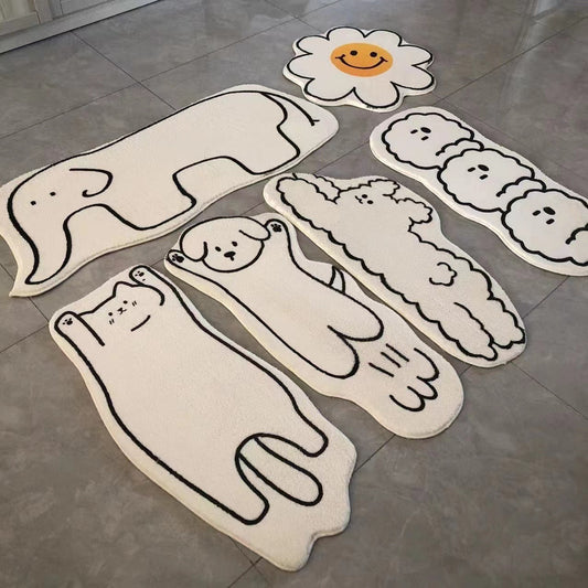Simple cartoon shaped cat imitation cashmere bathroom absorbent floor mat home door door mat bathroom quick-drying floor mat