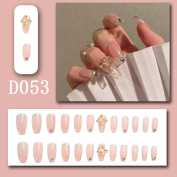 Wearable nails, fake nails, long water drops, European and American manicure, colorful small manicure tools, finished ladder-shaped nails