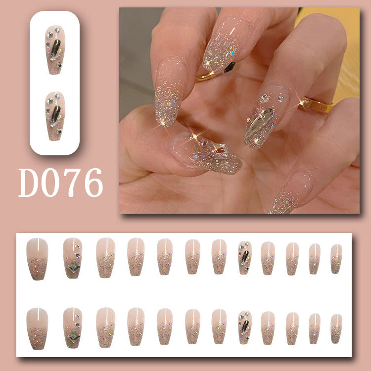Wearable nails, fake nails, long water drops, European and American manicure, colorful small manicure tools, finished ladder-shaped nails