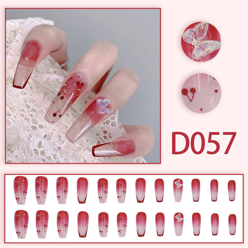 Wearable nails, fake nails, long water drops, European and American manicure, colorful small manicure tools, finished ladder-shaped nails