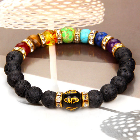 7 Chakra Yoga Fitness Meditation Proverbs Bracelet - Cross-border Hot Sale Natural Stone Crystal Bracelet