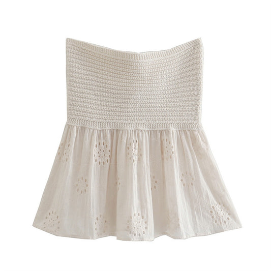 Women's clothing - Spring new Splicing Sexy Slim Tube Top Knitted Short Top