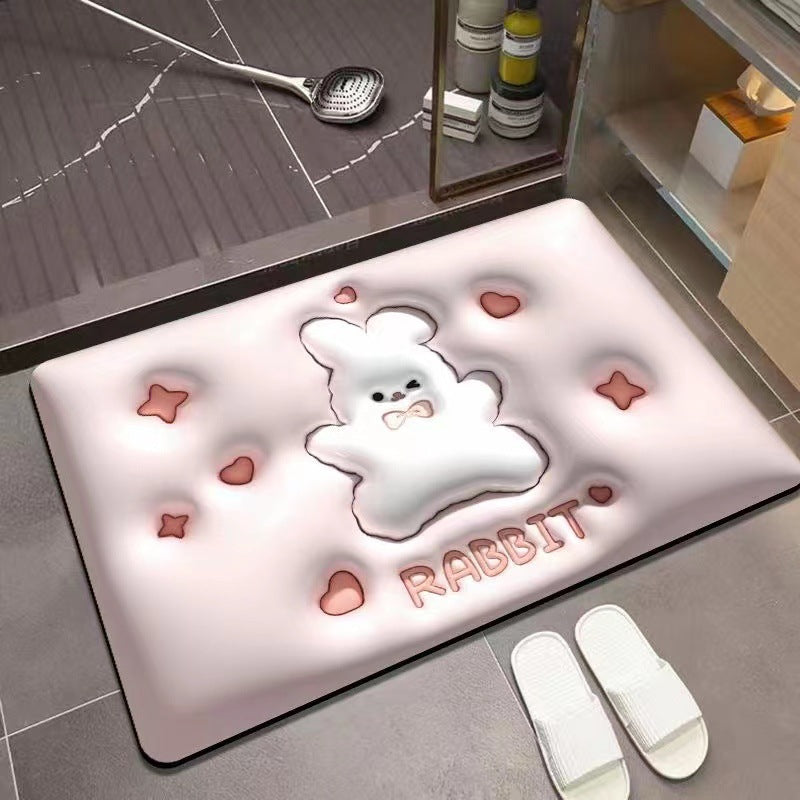 Three-dimensional 3D pattern carpet imitation diatom mud absorbent cushion household drain pad door non-slip mat foot pad