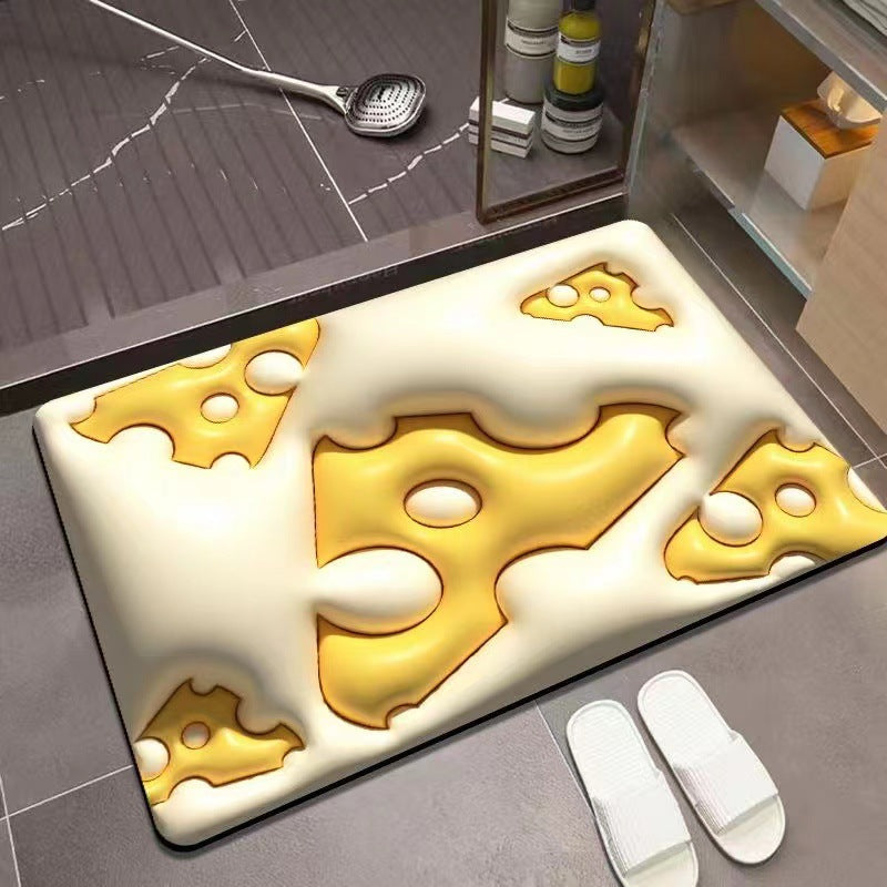 Three-dimensional 3D pattern carpet imitation diatom mud absorbent cushion household drain pad door non-slip mat foot pad