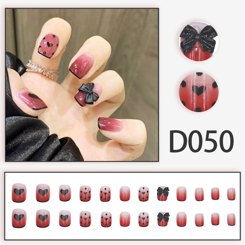 Wearable nails, fake nails, long water drops, European and American manicure, colorful small manicure tools, finished ladder-shaped nails