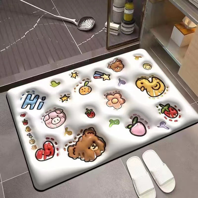 Three-dimensional 3D pattern carpet imitation diatom mud absorbent cushion household drain pad door non-slip mat foot pad