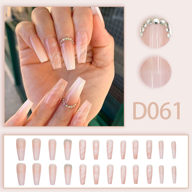 Wearable nails, fake nails, long water drops, European and American manicure, colorful small manicure tools, finished ladder-shaped nails