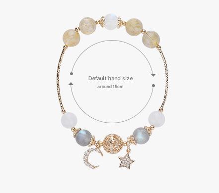 Badu crystal bracelet - strawberry crystal - white moonlight - yellow hair crystal --- FOR LUCK, FORTUNE, LOVE