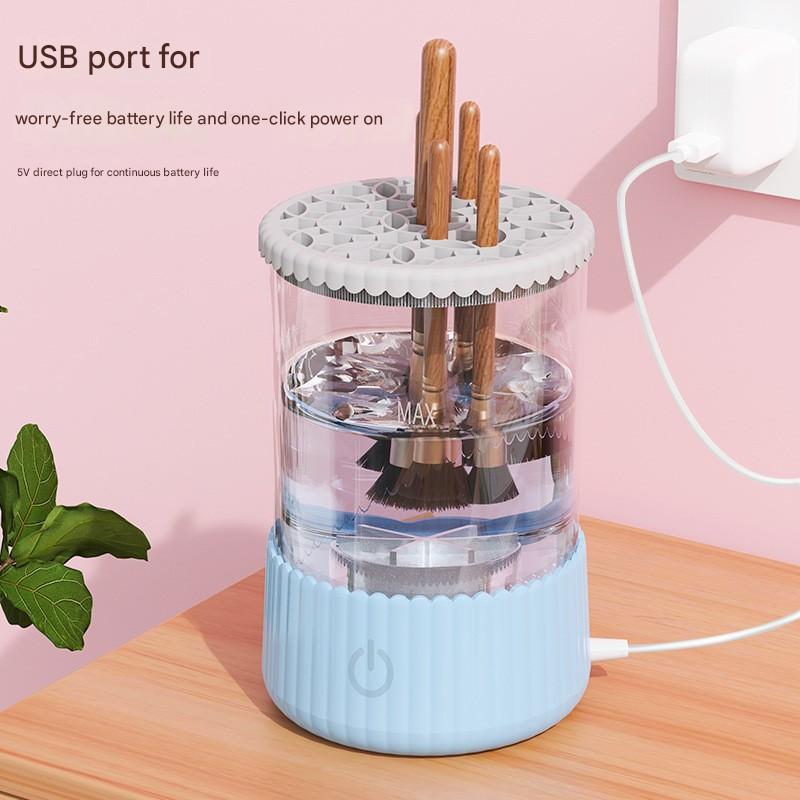USB direct plug automatic makeup brush cleaner - lazy electric cleaning and drying two-in-one