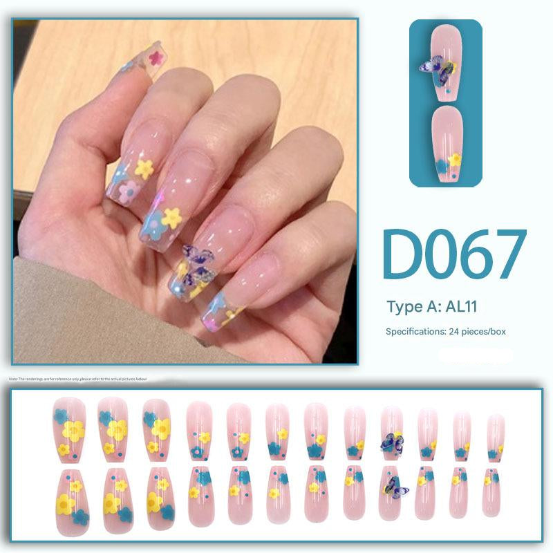 Wearable nails, fake nails, long water drops, European and American manicure, colorful small manicure tools, finished ladder-shaped nails