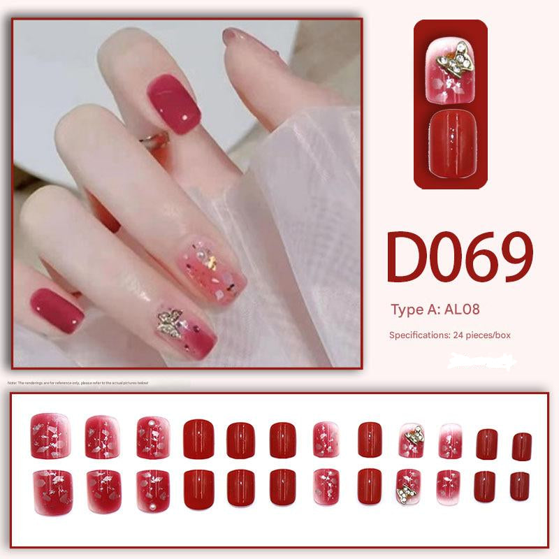 Wearable nails, fake nails, long water drops, European and American manicure, colorful small manicure tools, finished ladder-shaped nails